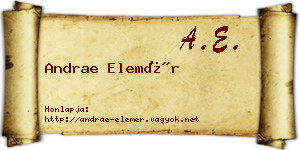 Andrae Elemér névjegykártya